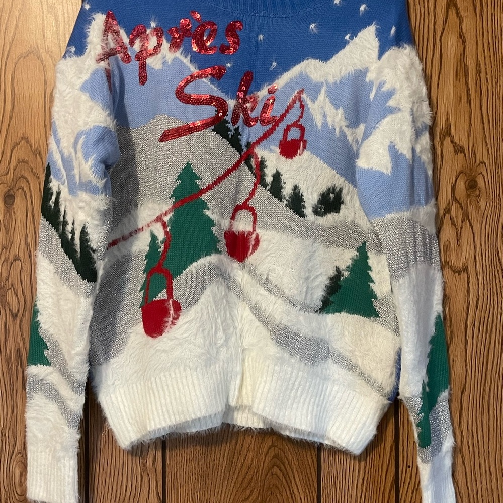 Women's Blue and White Apres Ski Sweater